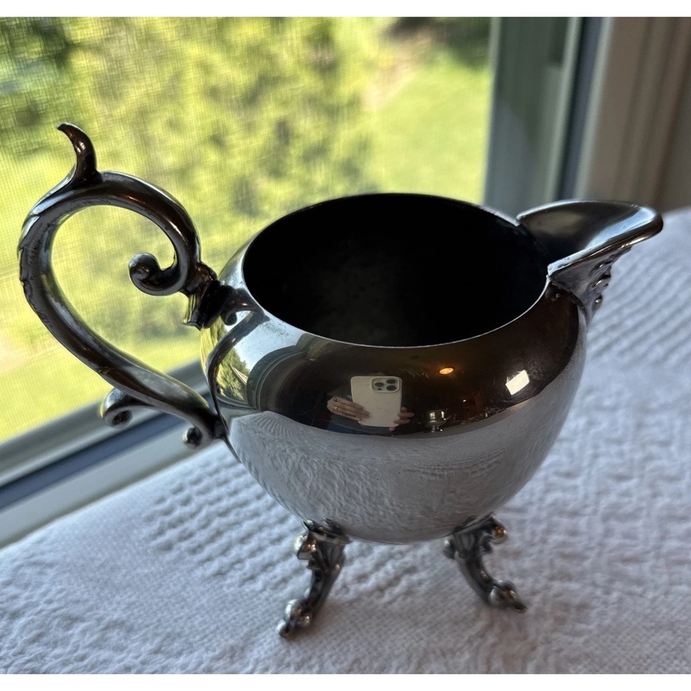 VTG Birmingham Footed Pitcher Creamer Vase Silver Plated on Copper Elegant